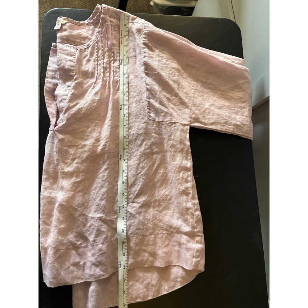 Cato Tunic Top Size XL Pink Relaxed Fit Pintuck 100% Ramie Coastal‎ Beach Boxy - Picture 11 of 11